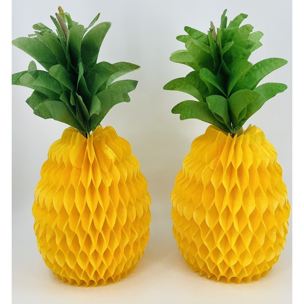 Vintage Beistle Co USA Pineapple Tissue Paper Decorations 20" Lot of 2